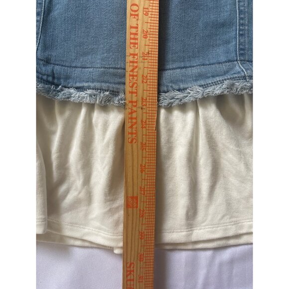 LOGO Lori Goldstein Denim Jacket W/ Frayed Hem & Layered White Shirt Womens 18W - Picture 8 of 8